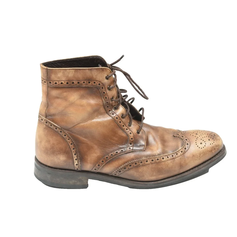 Thursday Boot Co Wingtip Boots Mens 9.5 Brown Leather Burnished Lace-Up